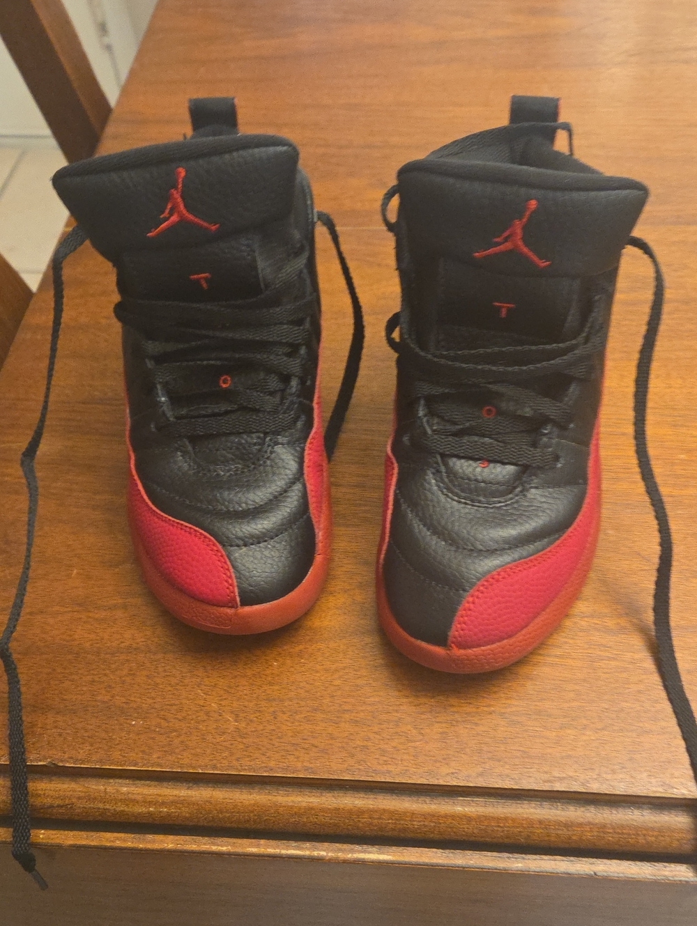 Jordan 12 Black And Red  Youth Sz 1 Sneakers Sz 1 "Flu Game"